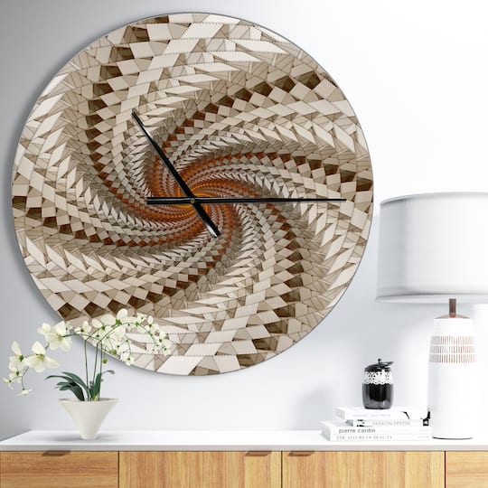 Designart White Fractal Spiral Pattern Modern Wall Clock